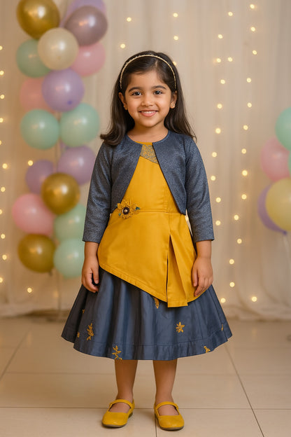 Girls Full Sleeve Embroidered A-Line Frock Dress