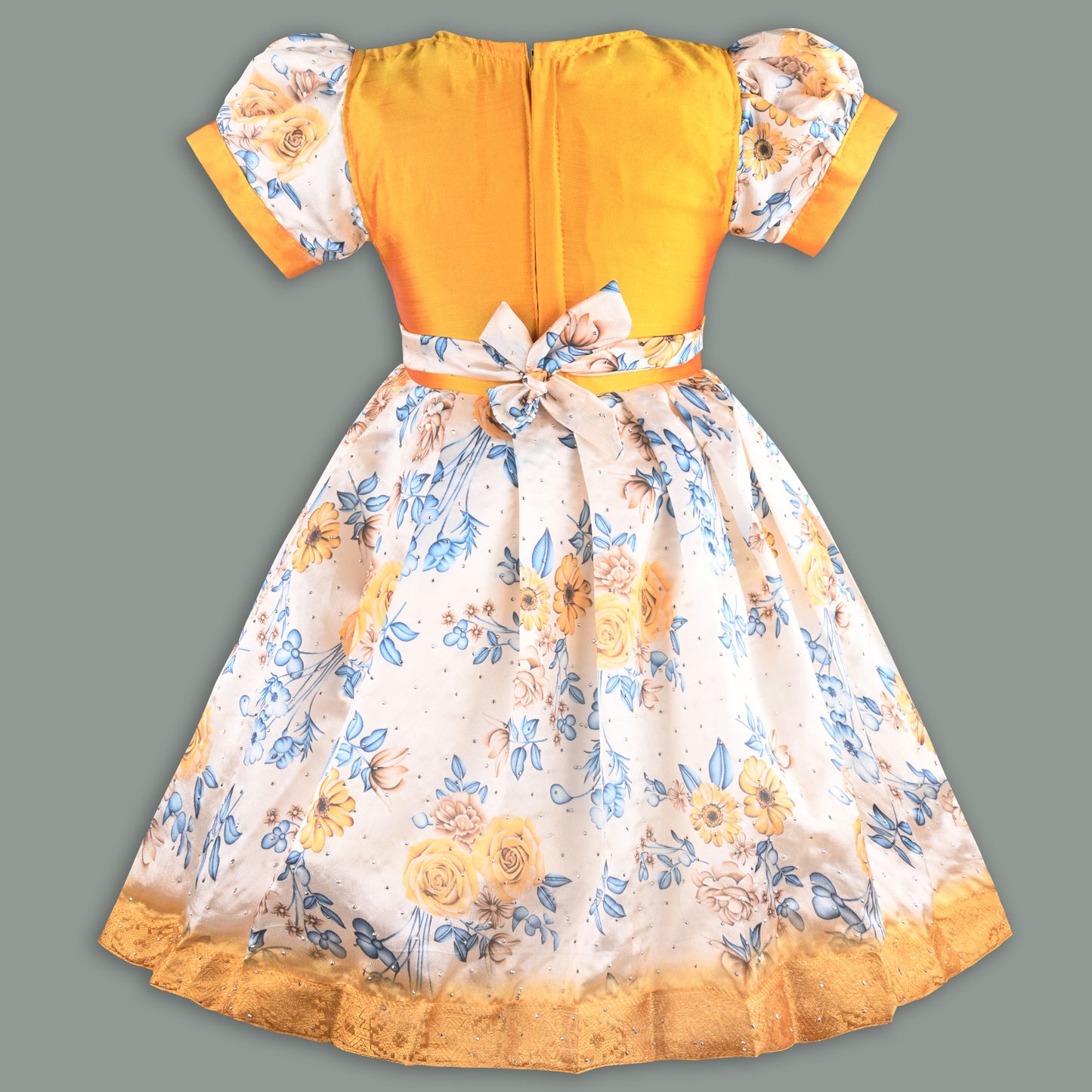 Girls Floral Printed Bead Embellished Ethnic Dress