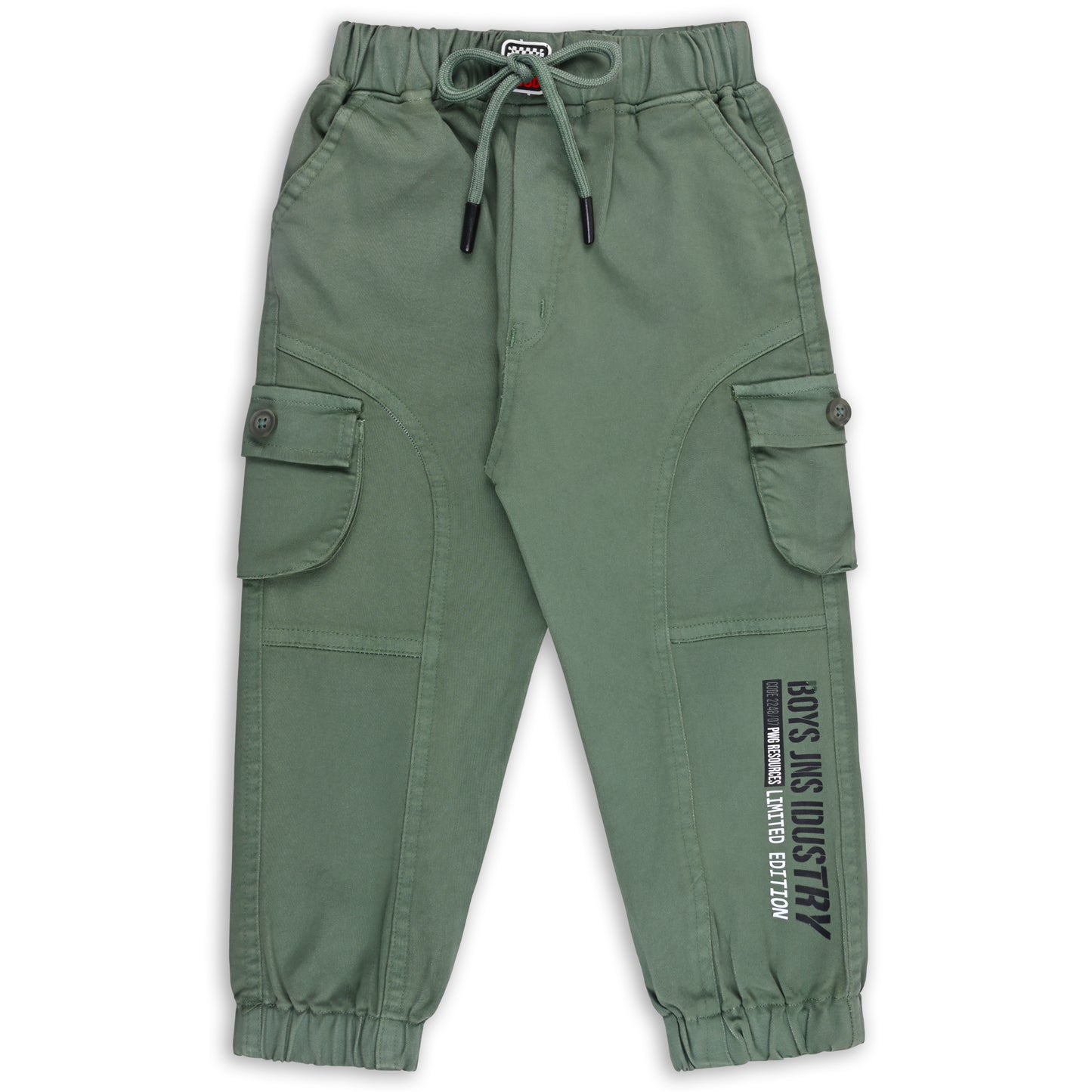 Boys Printed Elastic Cotton Cargo Trouser