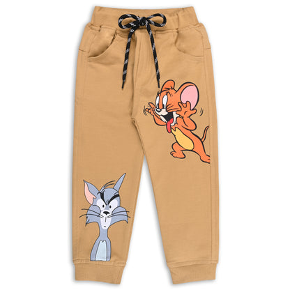 Boys Cartoon Print Elastic Cotton Casual Joggers