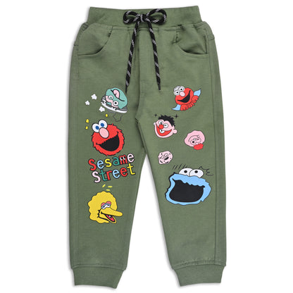 Boys Cartoon Print Elastic Cotton Casual Joggers
