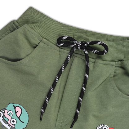 Boys Cartoon Print Elastic Cotton Casual Joggers