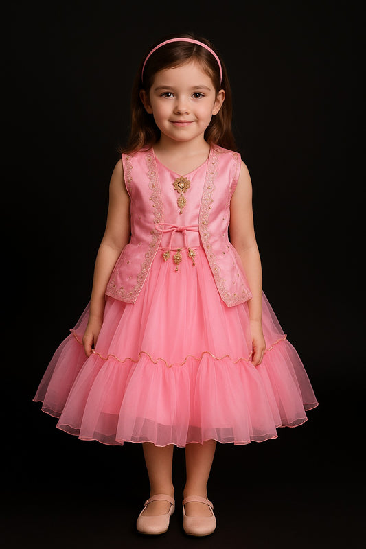 Girls Partywear Frocks Dress For Girls (fe2773pnk)