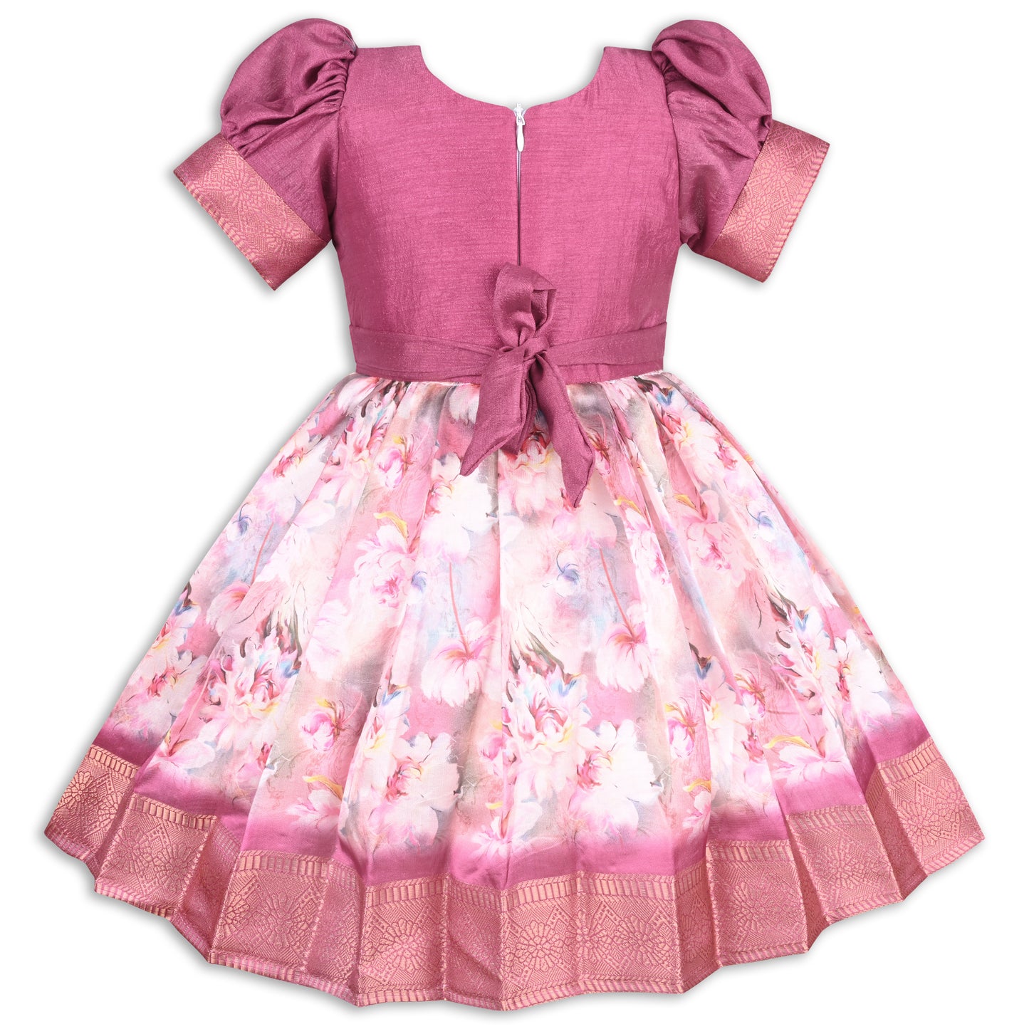 Girls Bead Embellished Zari Border Ethnic Dress