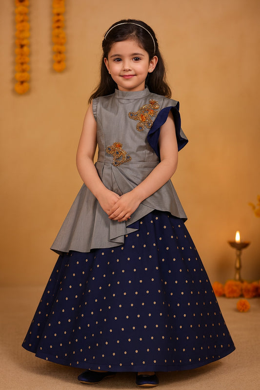 Girls Embroidered Maxi A-line Dress