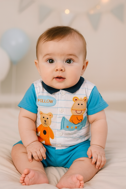 Wishkaro Baby Boys Party(Festive) T-shirt Shorts  (bt10blu)