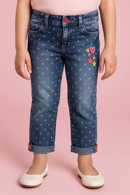Girls 3/4th Embroidered Jeans