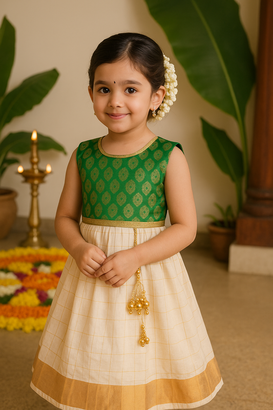 Buy Premium Onam Dress for Baby Girl Online | Girls Onam Dress