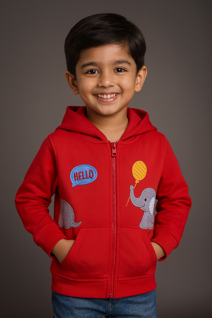 Unisex Cotton Full Sleeve Hooded Sweatshirt - Kids Soft & Cozy Hoodie
