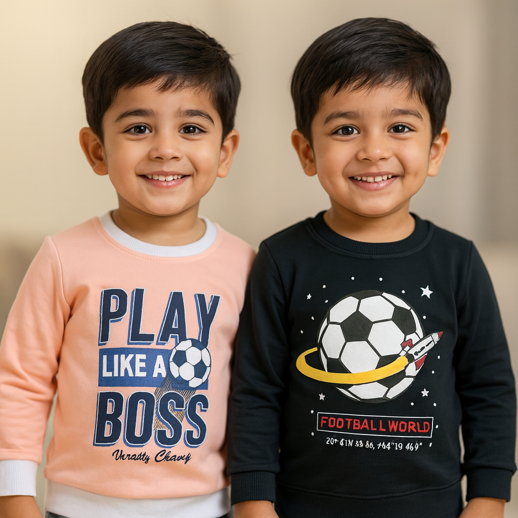 Boys Pack of 2 Typography Printed Sweatshirt