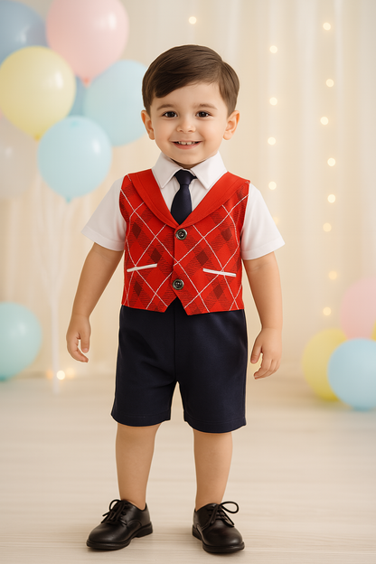 Boys Rompers With Tie