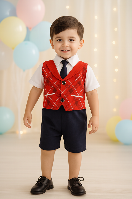 Boys Rompers With Tie