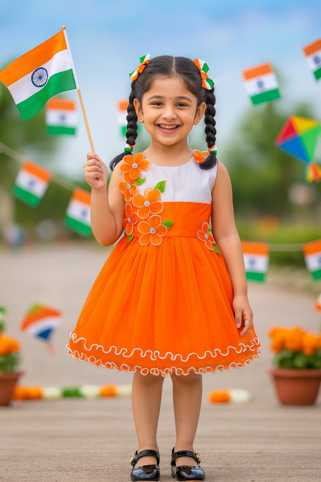 Girls Knee Length A-Line Frock Dress
