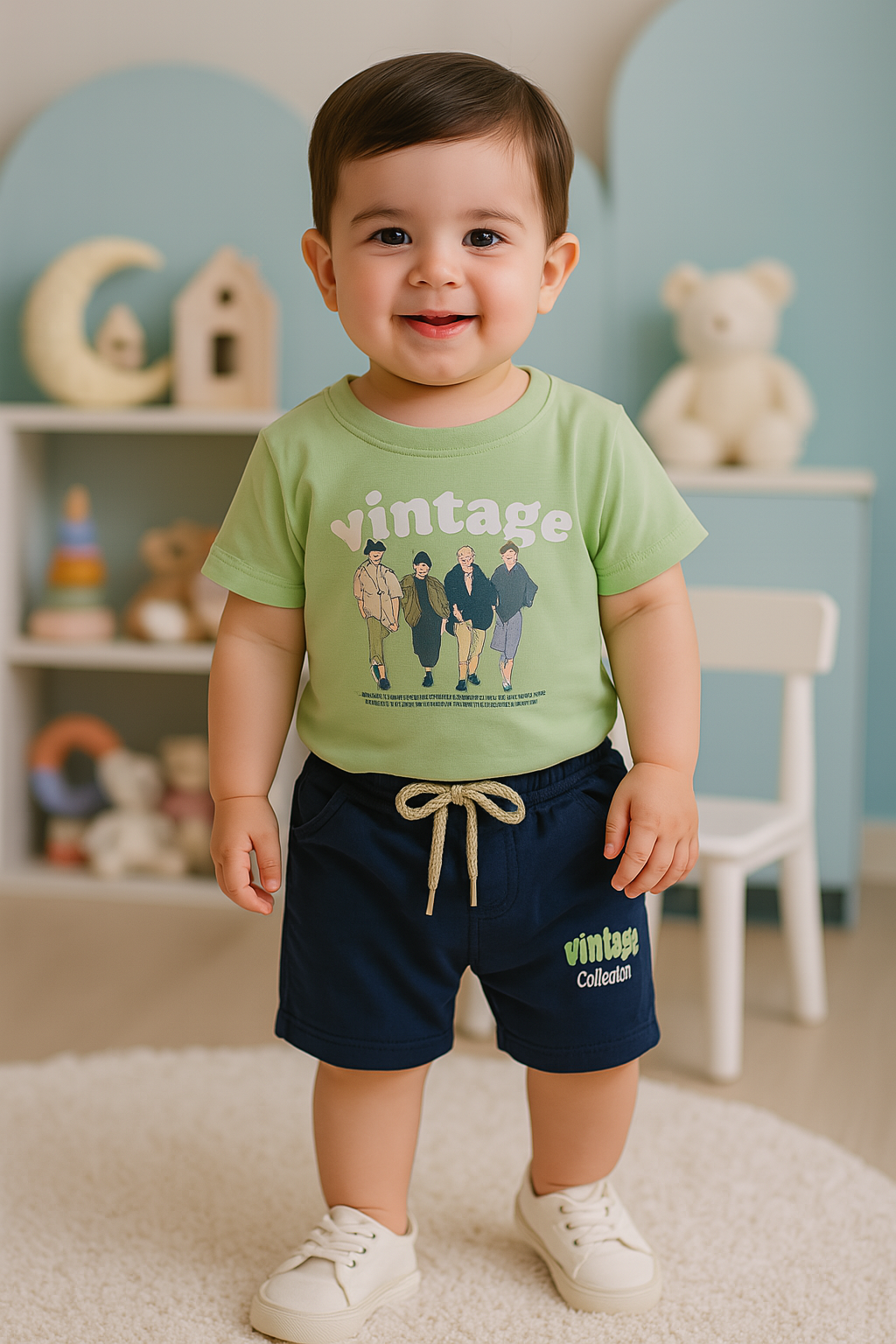 Boys Printed Cotton T-Shirt and Shorts Set