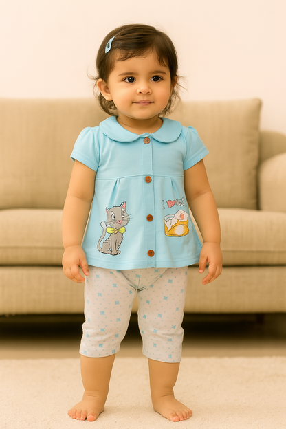 Baby Girls Graphic Print Top and Pant Clothing Set
