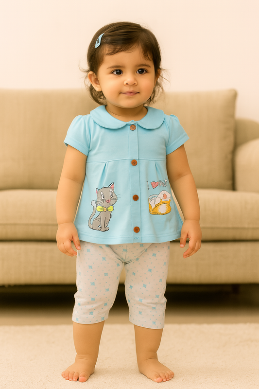Baby Girls Graphic Print Top and Pant Clothing Set