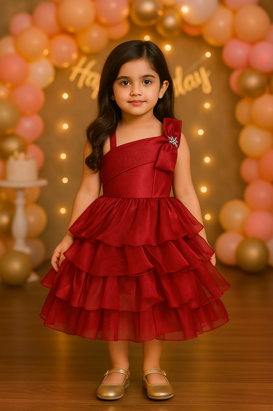 Girls Princess Flared Glittery Party Dress