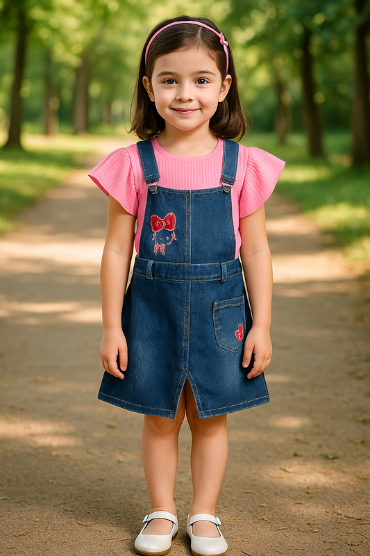 Girls Printed Top and Shorts Dungaree Set