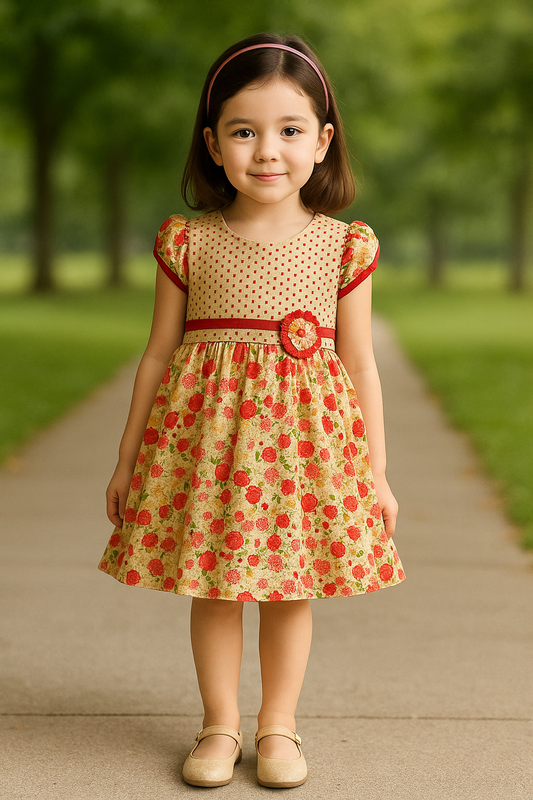 Girls Cotton Floral Print Summer Dress