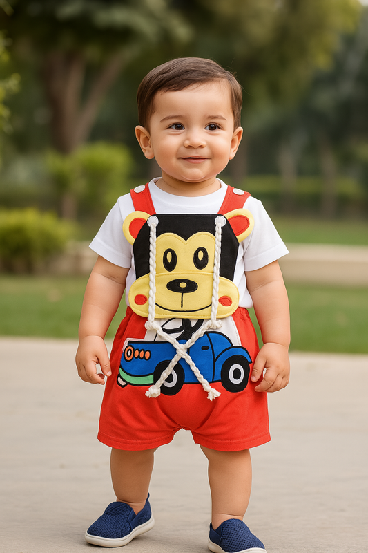 Wish Karo Kids Dungaree Dress For Baby Girls-(bt46rd)