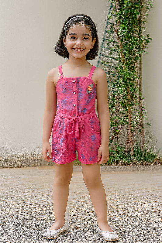 Wish Karo Baby Girls Dungaree Dress for Girls-(csl329pnk)