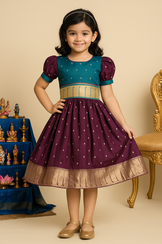Girls Zari Border Ethnic Dress