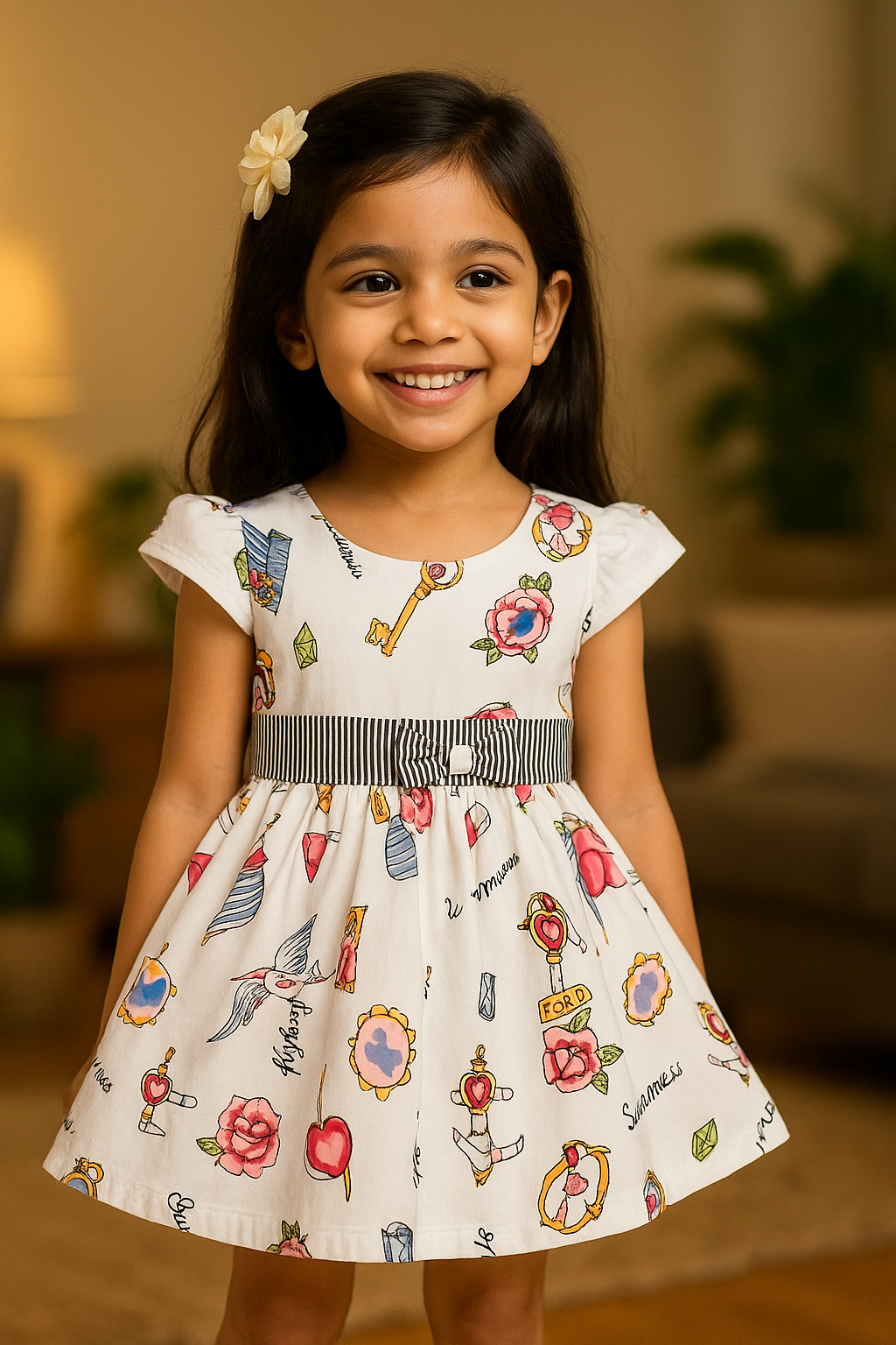 Girls Pure Cotton Printed Summer Casual Dress