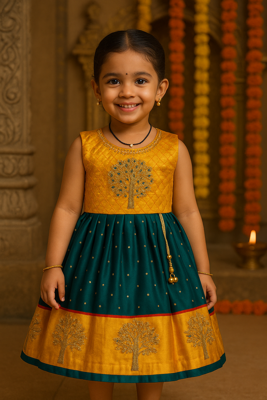 Girls Silk Embroidered Ethnic Dress