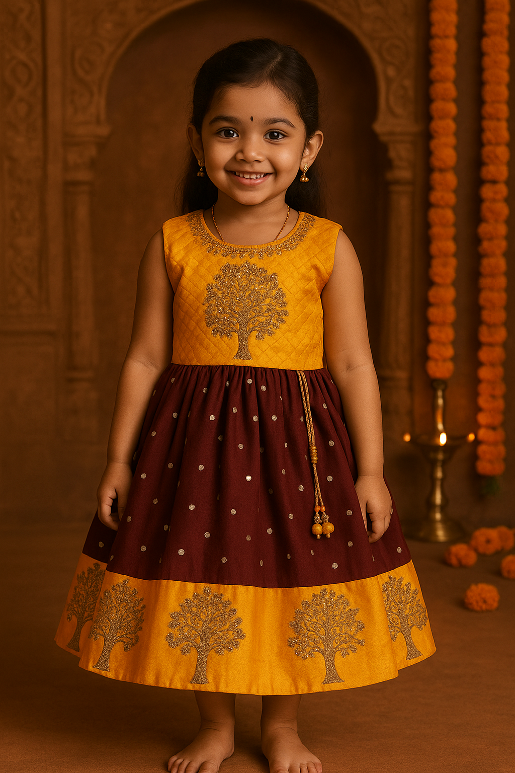 Girls Zari Embroidered Ethnic Dress