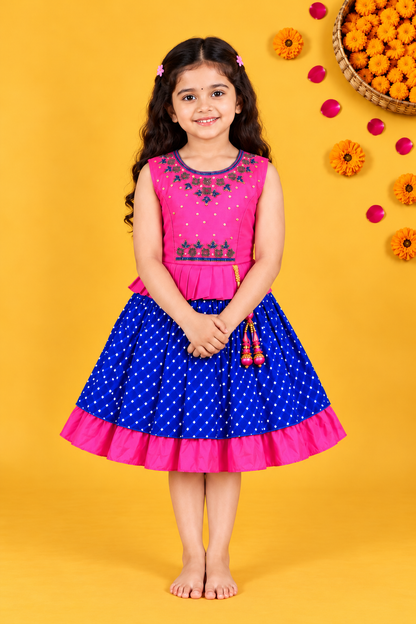 Girls Layered Bead Embellished Ethnic Dress - Wish Karo - photo 2