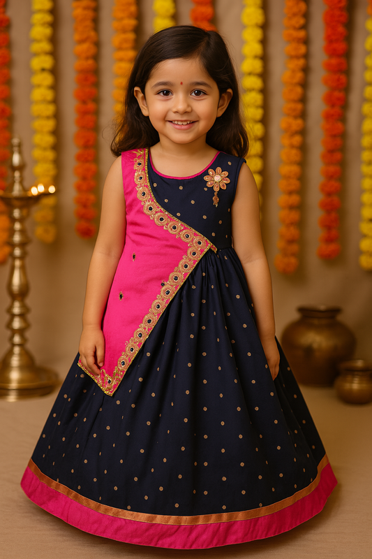 Girls Embellished Layered Fit and Flare Dress