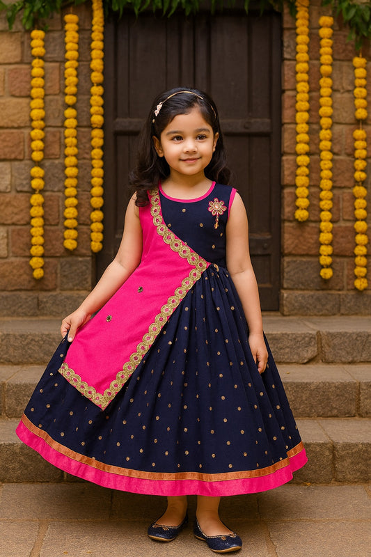 Girls Embellished Layered Fit and Flare Dress
