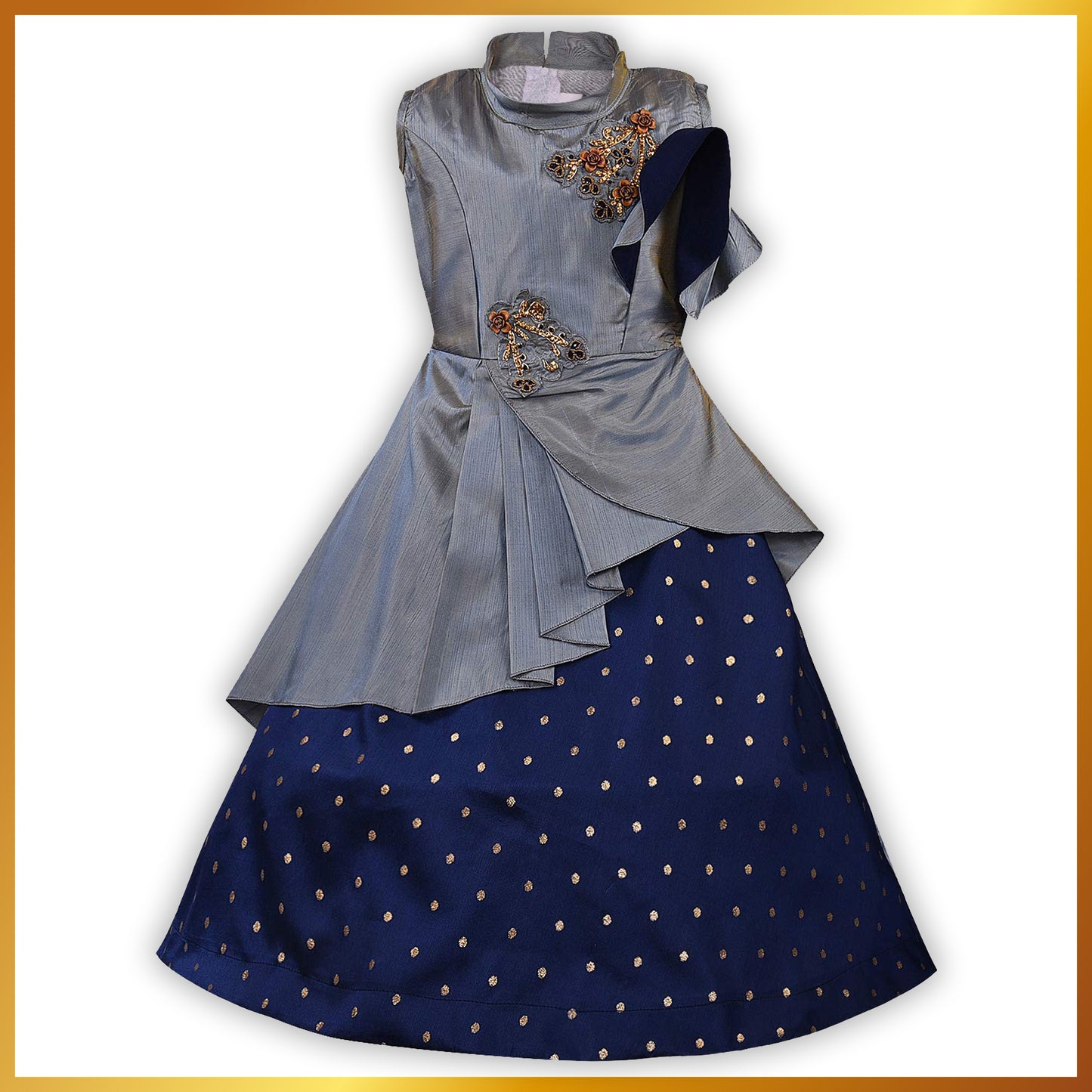 Girls Embroidered Maxi A-line Dress