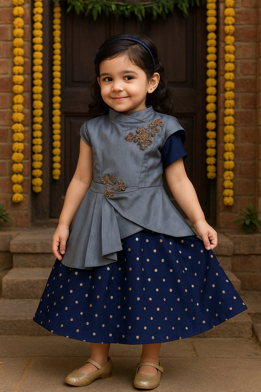 Girls Embroidered Maxi A-line Dress