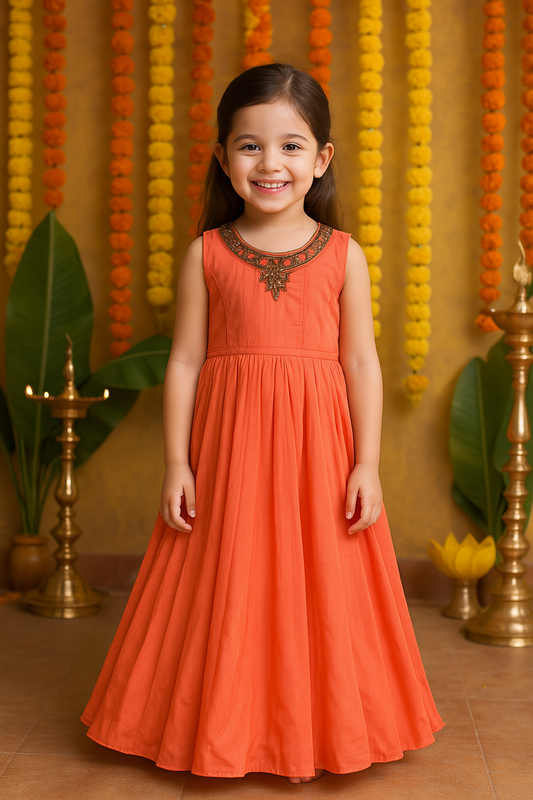Wish Karo Baby Girls Partywear Dress Long Frocks For Girls (LF205pch)
