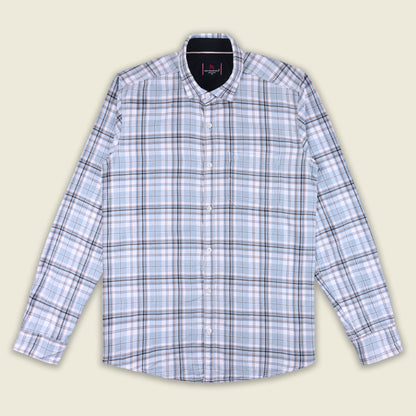 Men’s Cotton Blend Checkered Shirt with Long Sleeves