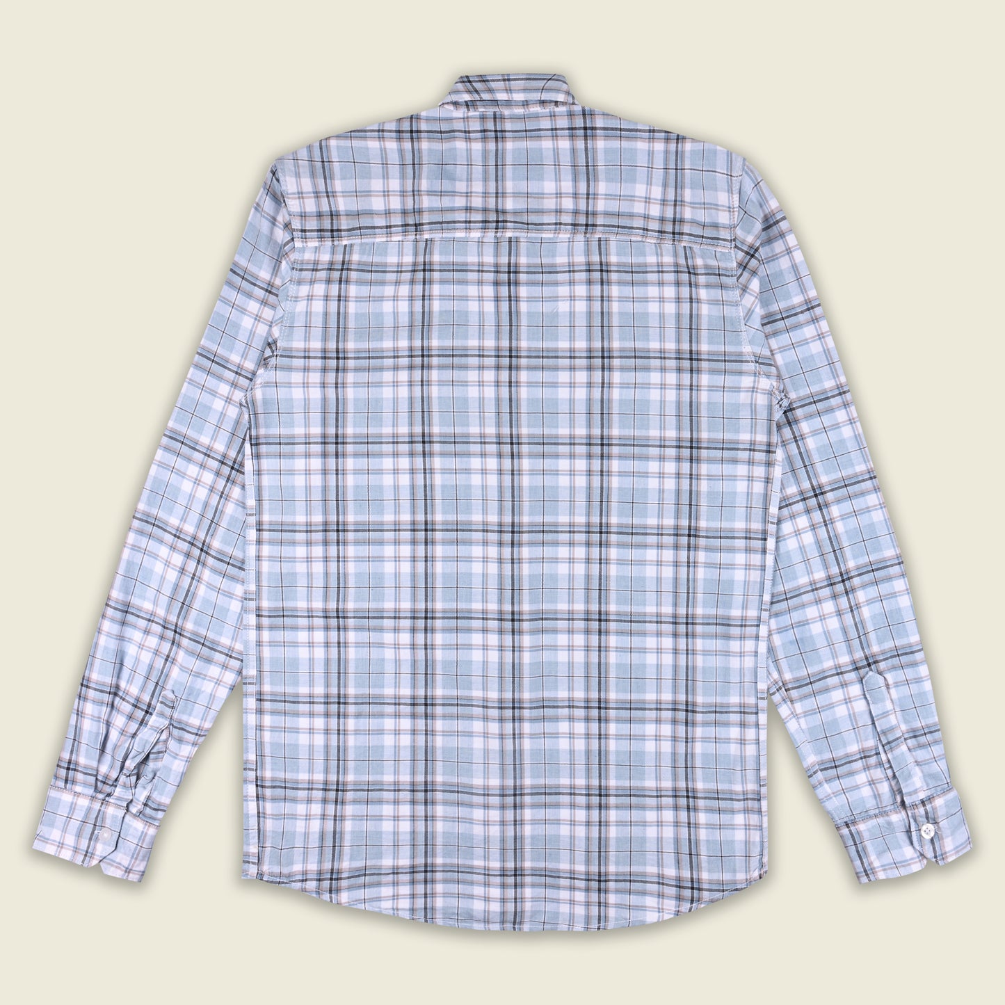 Men’s Cotton Blend Checkered Shirt with Long Sleeves