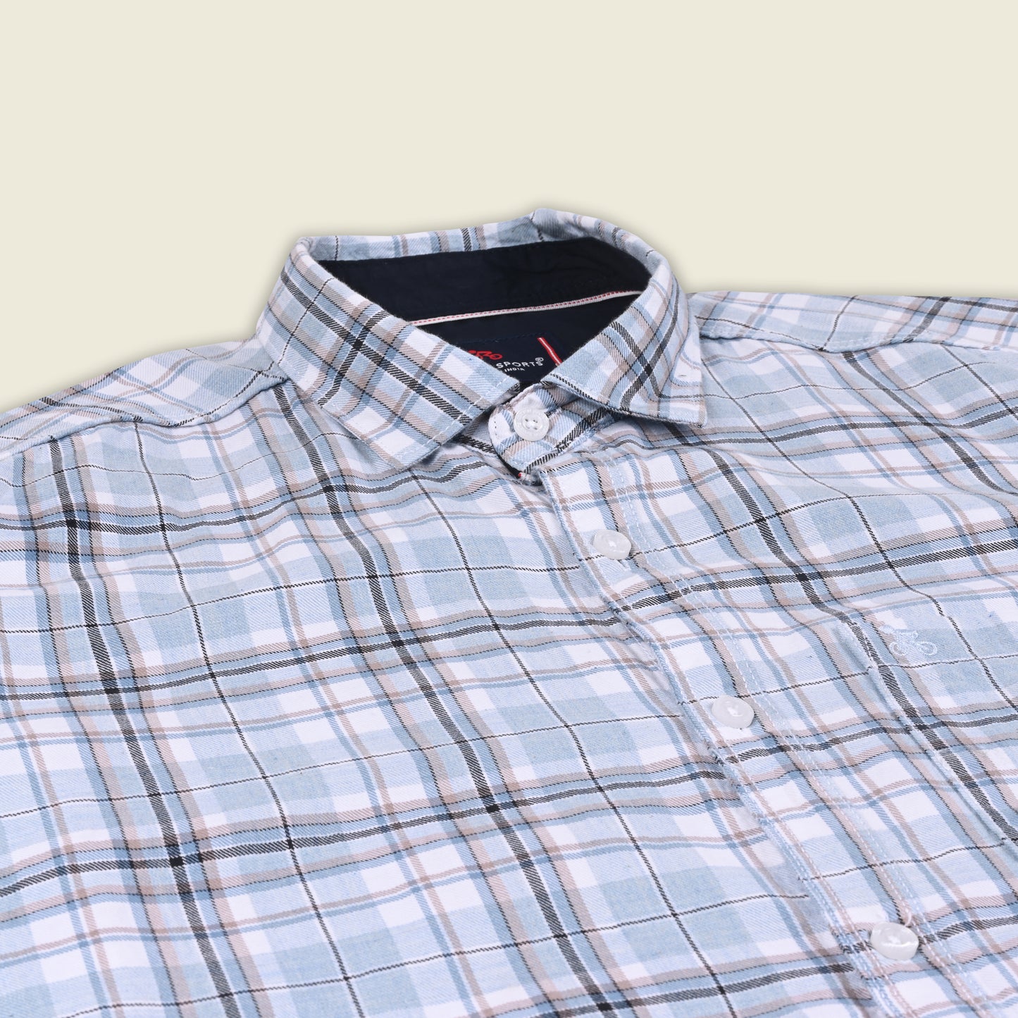 Men’s Cotton Blend Checkered Shirt with Long Sleeves