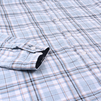 Men’s Cotton Blend Checkered Shirt with Long Sleeves