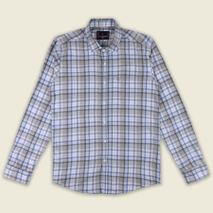 Men’s Cotton Blend Checkered Shirt with Long Sleeves