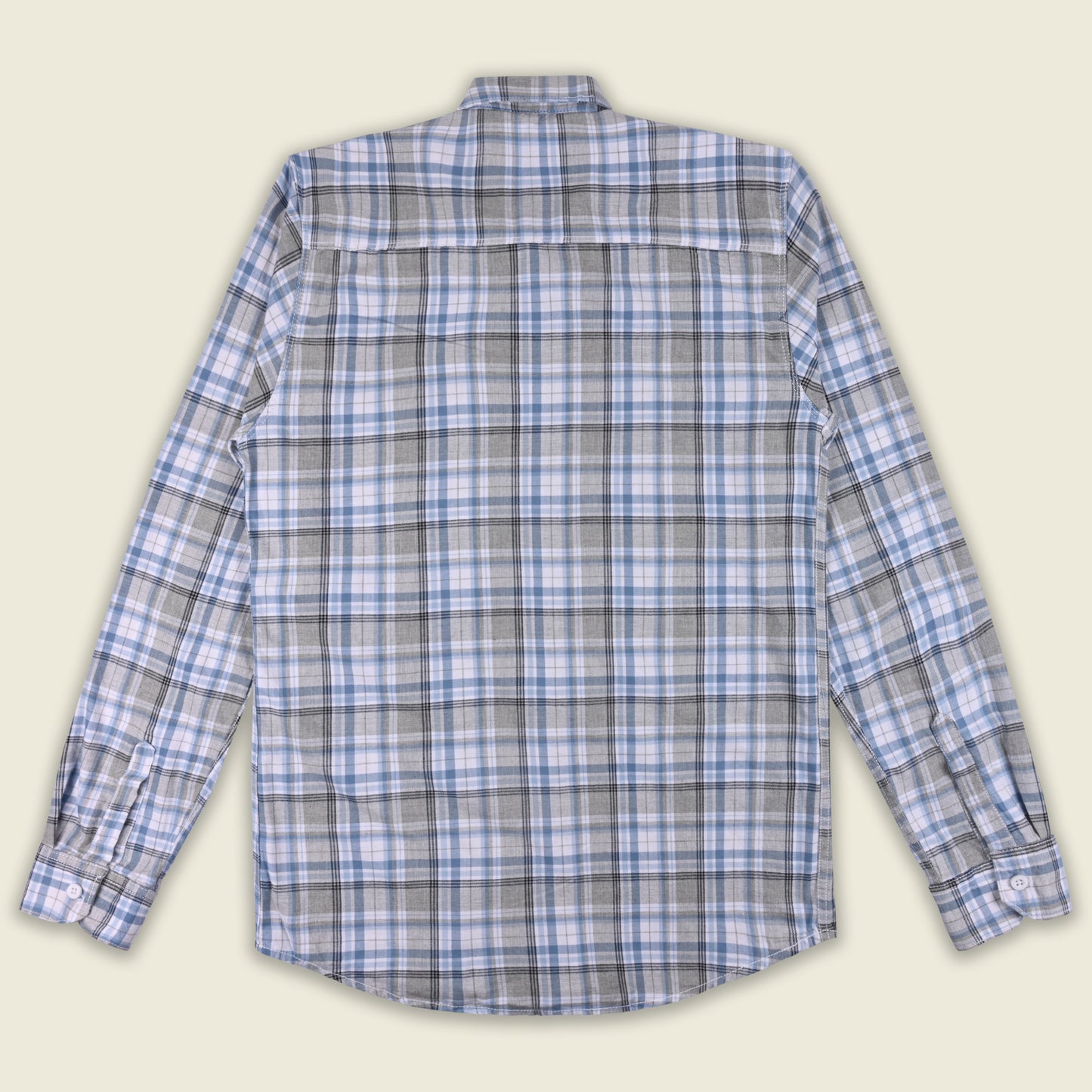 Men’s Cotton Blend Checkered Shirt with Long Sleeves