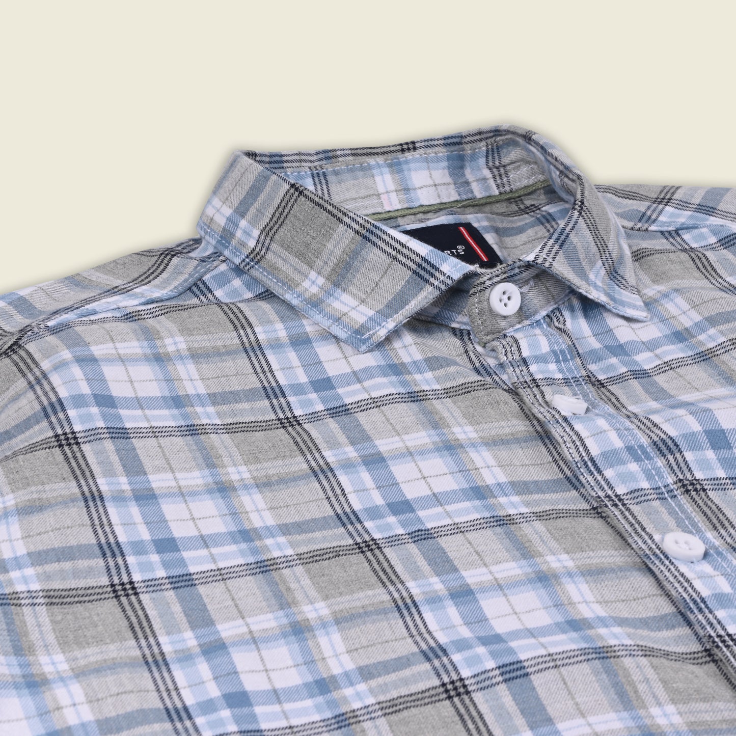 Men’s Cotton Blend Checkered Shirt with Long Sleeves