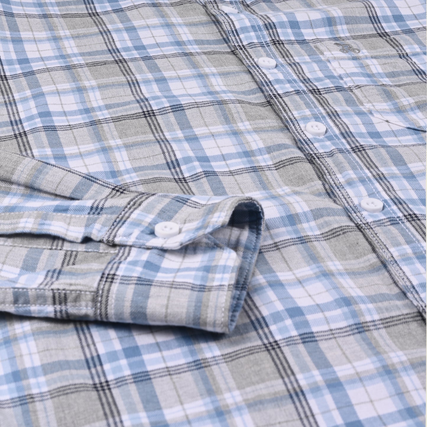 Men’s Cotton Blend Checkered Shirt with Long Sleeves