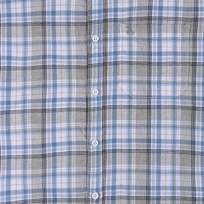 Men’s Cotton Blend Checkered Shirt with Long Sleeves