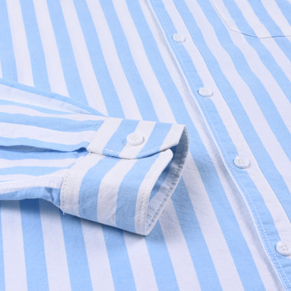 Men’s Cotton Blend Striped Shirt with Full Sleeves