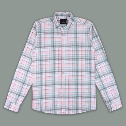 Men’s Cotton Blend Checkered Shirt with Long Sleeves