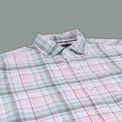 Men’s Cotton Blend Checkered Shirt with Long Sleeves