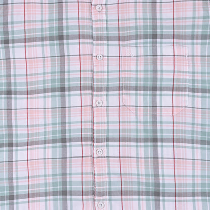Men’s Cotton Blend Checkered Shirt with Long Sleeves