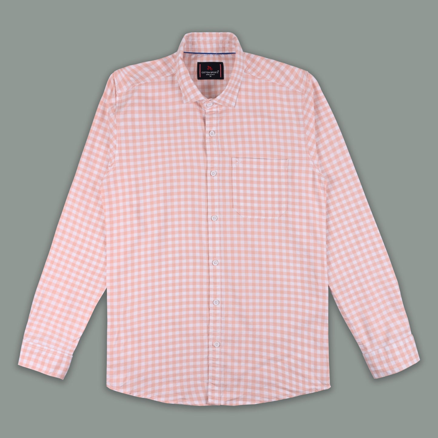 Men’s Cotton Blend Checkered Shirt with Long Sleeves