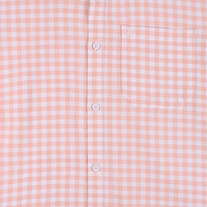 Men’s Cotton Blend Checkered Shirt with Long Sleeves